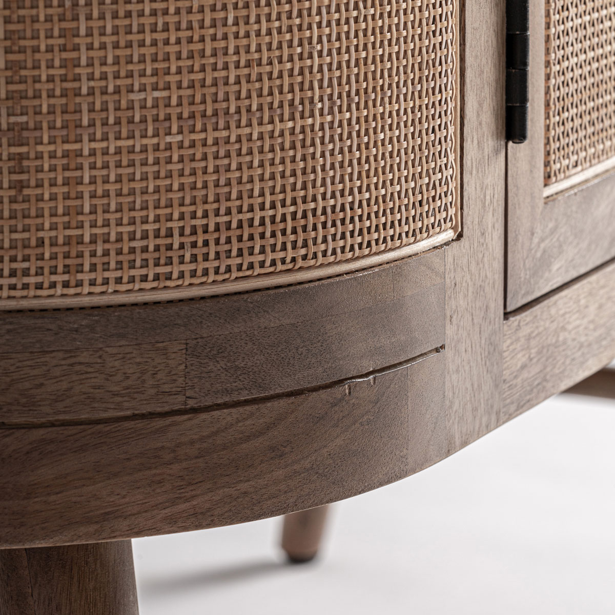 Highboard BECKLEY H 170 cm Rattangeflecht Mangoholz hellbraun Kleiderschrank