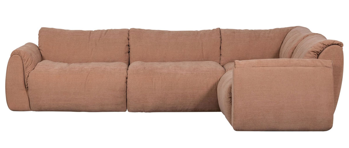 woood Ecksofa BAGGY Webstoff Chinelle altrosa Chaiselongue rechts
