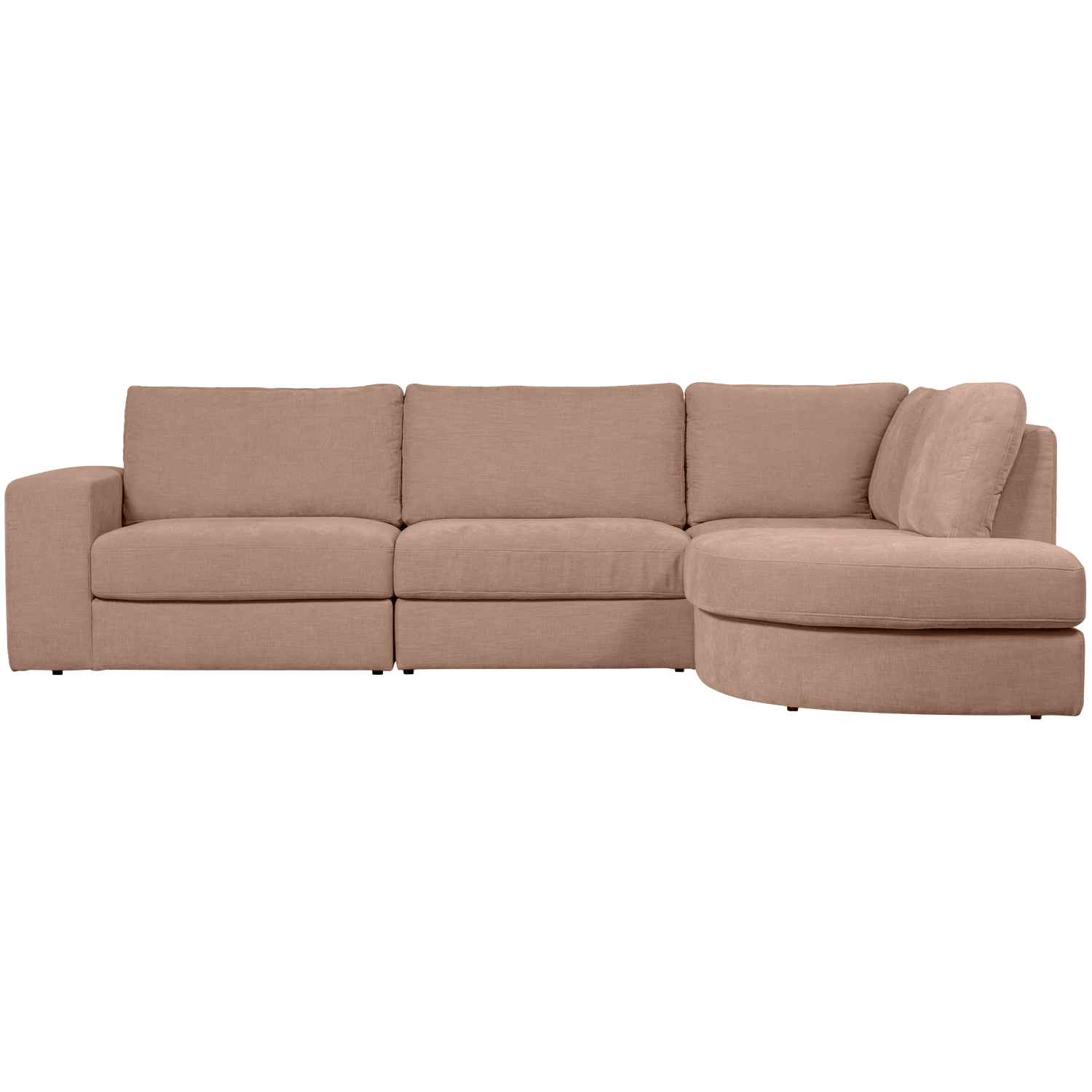 Ecksofa FAMILY Webstoff rosa Recamiere mit Rundung rechts