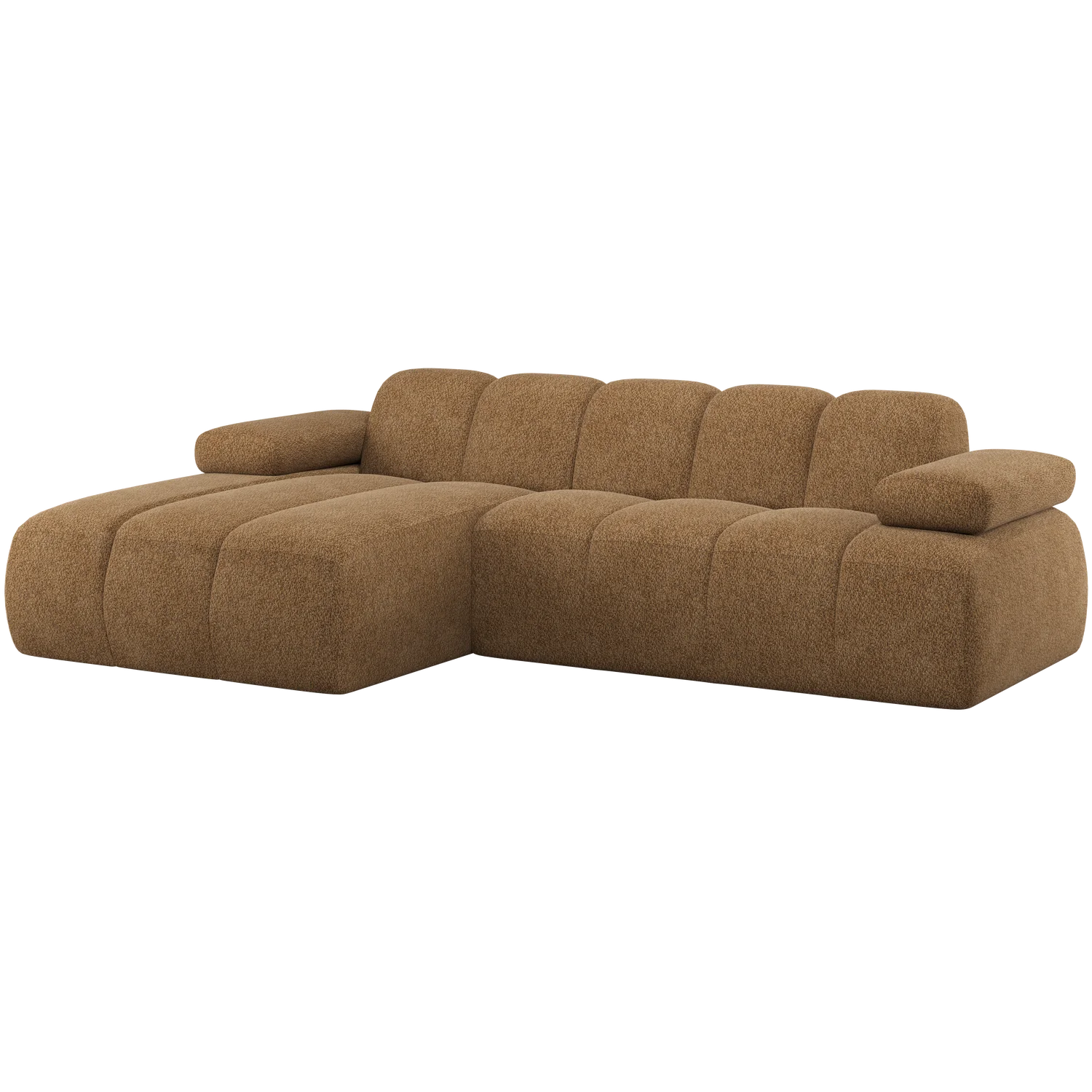 Eckgsofa MOJO weicher Chenille-Stoff honiggelb Longchair links