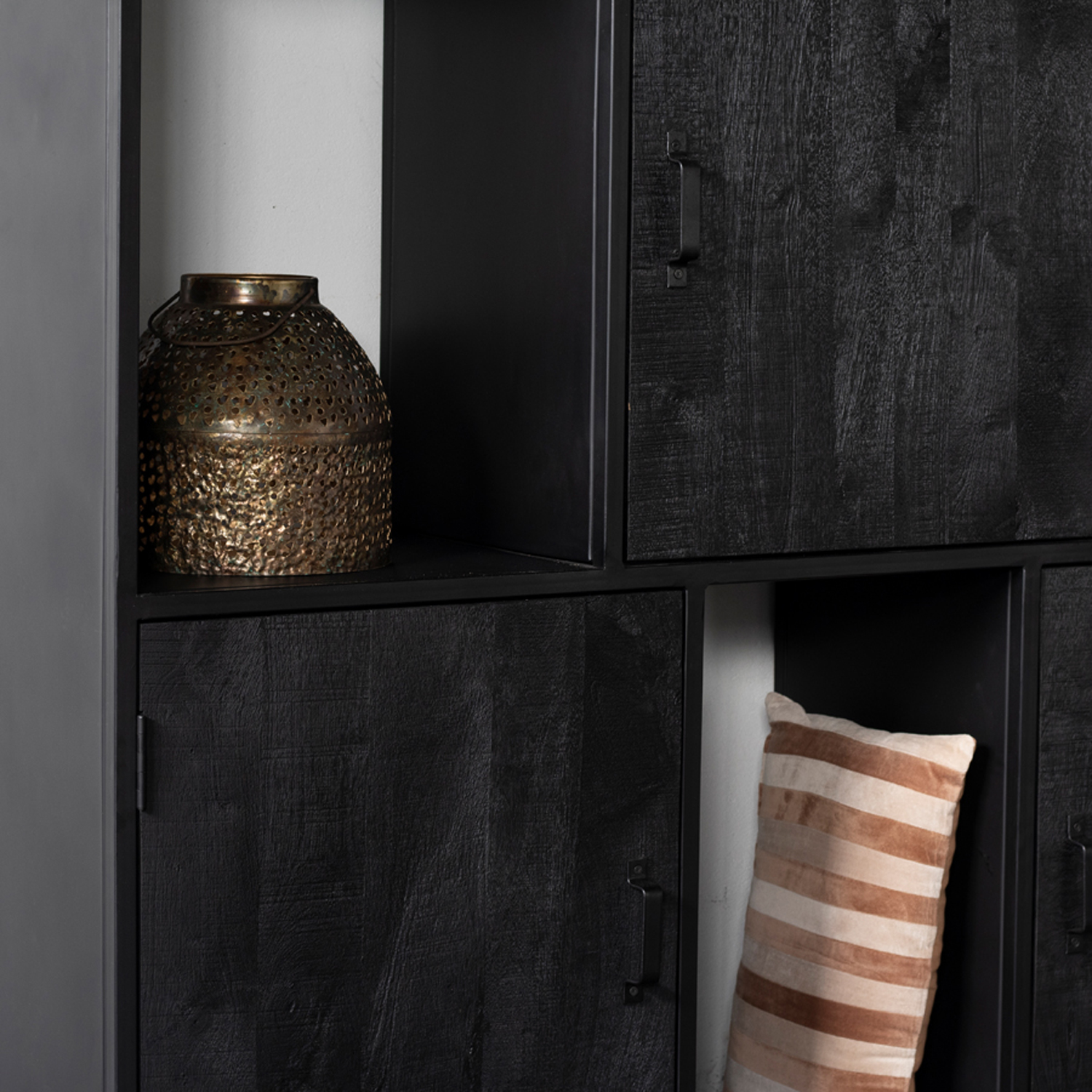 Industrie Regal JOHN 150 cm Mango Massivholz schwarz Bücherregal