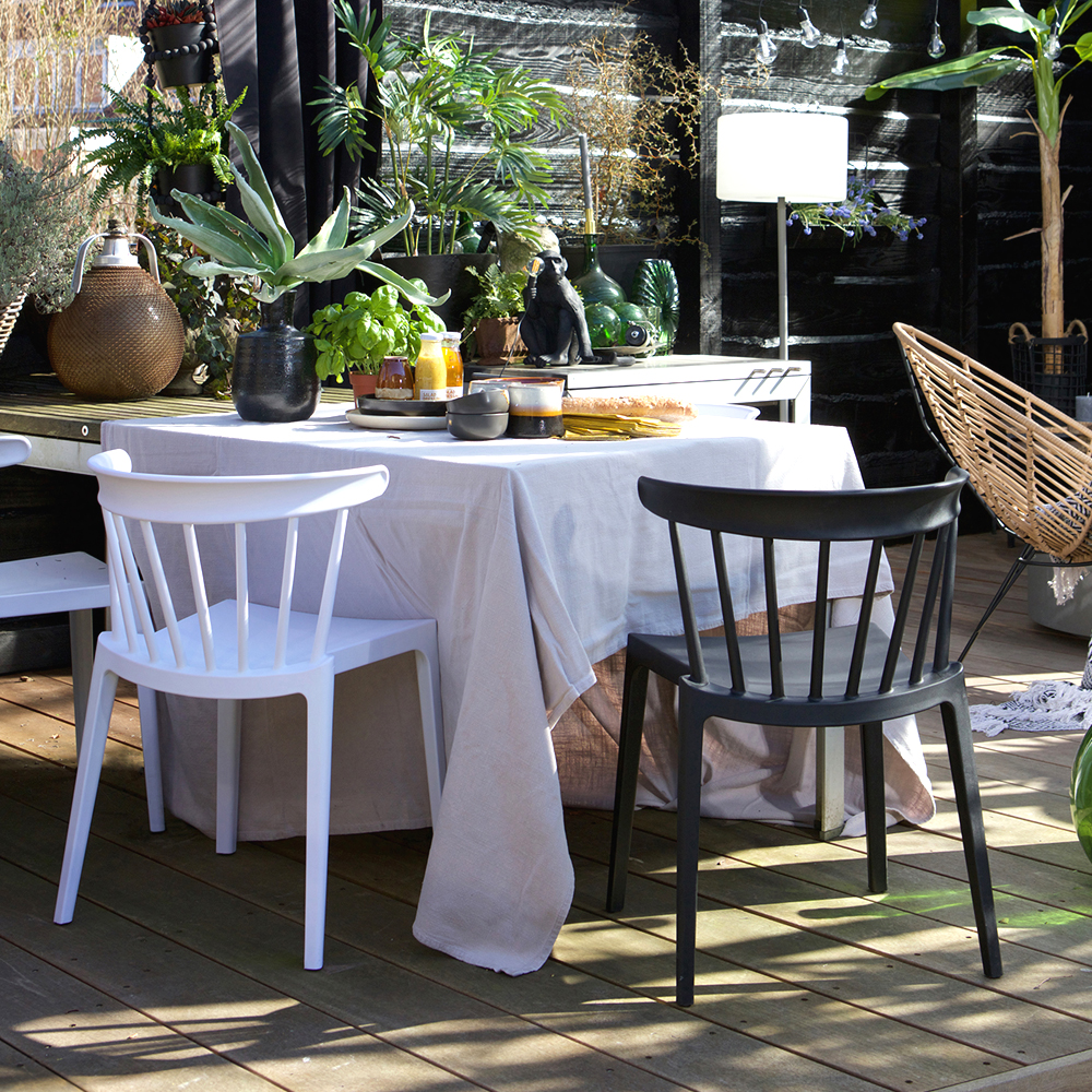 2er Set Gartenstuhl Kunststoff stapelbar BLISS schwarz
