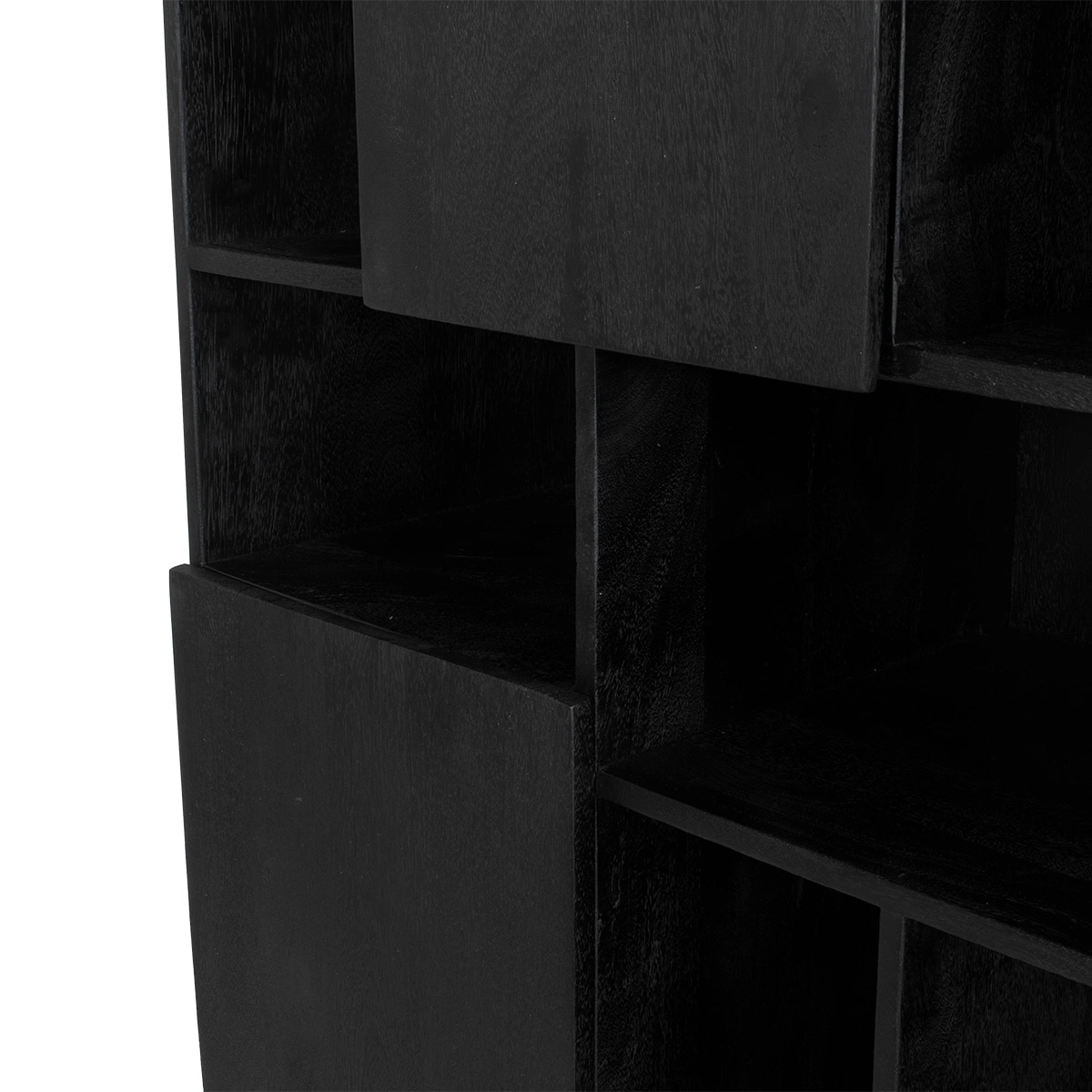 Wandschrank Mala H 200 cm Mangoholz schwarz Regal