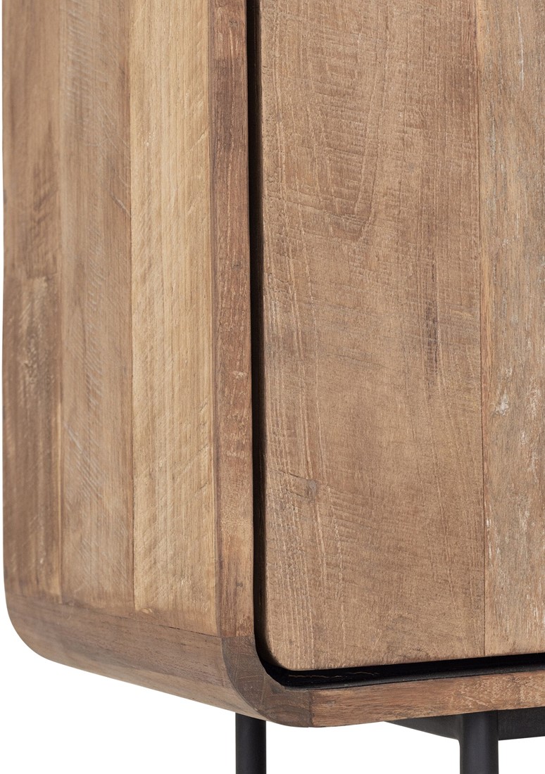 Vitrine Vitrinenschrank Evo H 220 cm recyceltes Teakholz Metall