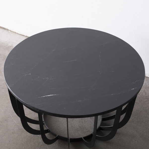 Couchtisch Mauro rund Ø 50 cm Metall Marmor schwarz