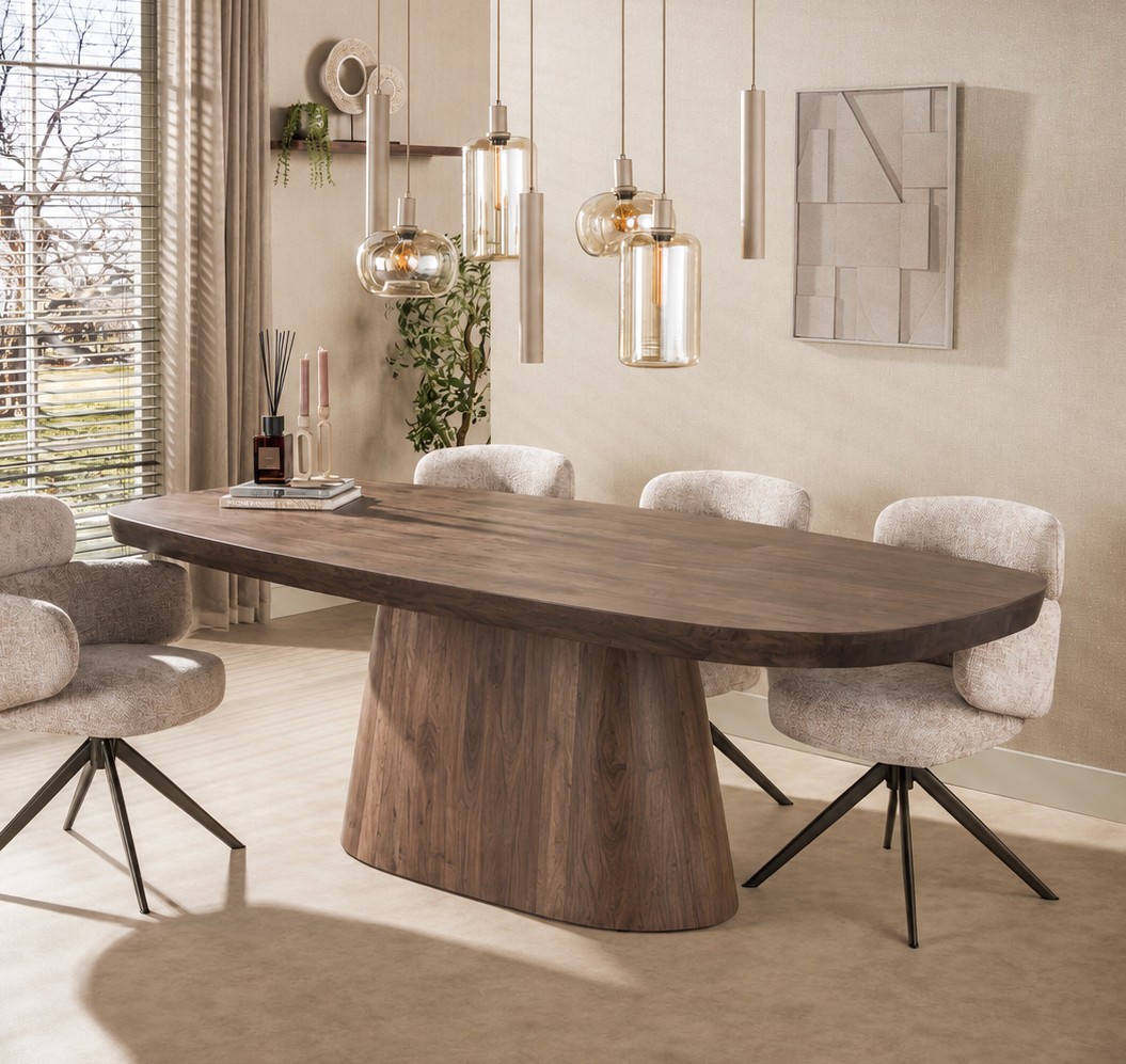 Esstisch MARLOW 240 x 105 cm Akazie massiv braun oval 