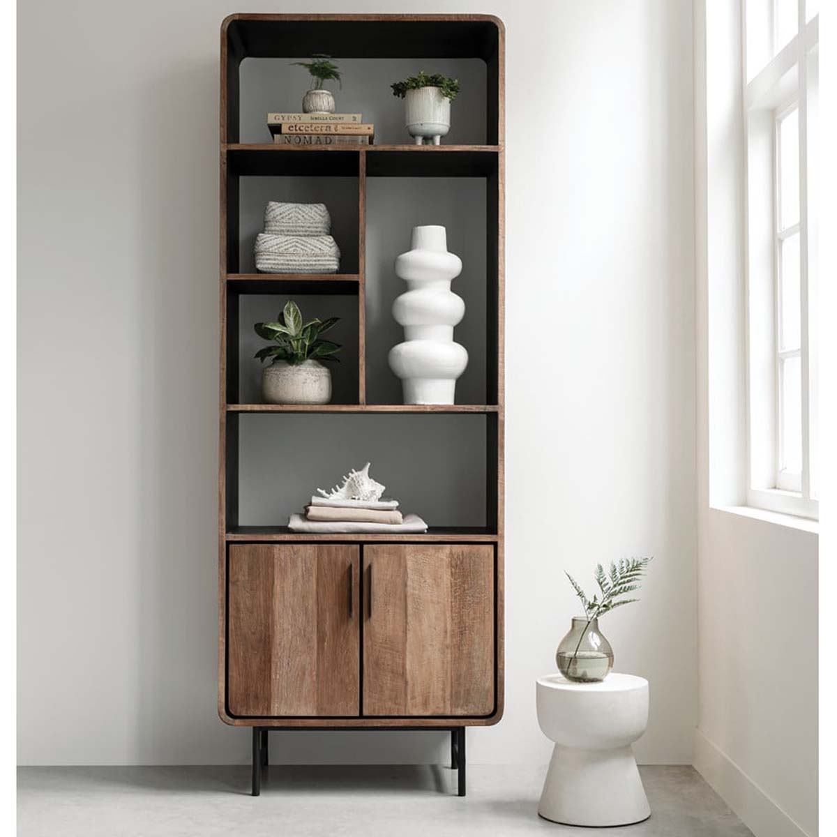 Bücherregal Evo H 220 cm recyceltes Teakholz Regal Schrank