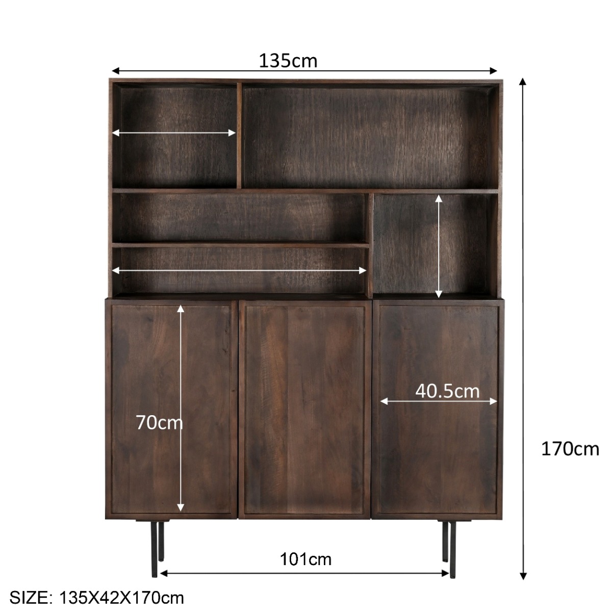Anrichte Schrank Elan 135 cm Mangoholz braun  