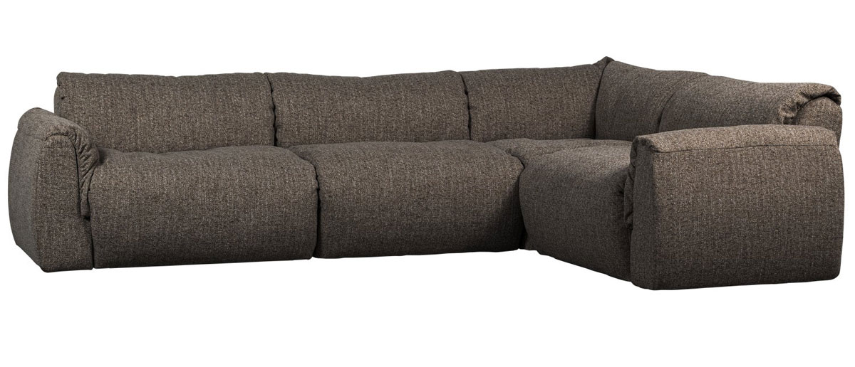 woood Ecksofa BAGGY Webstoff warmgrau melange Chaiselongue rechts