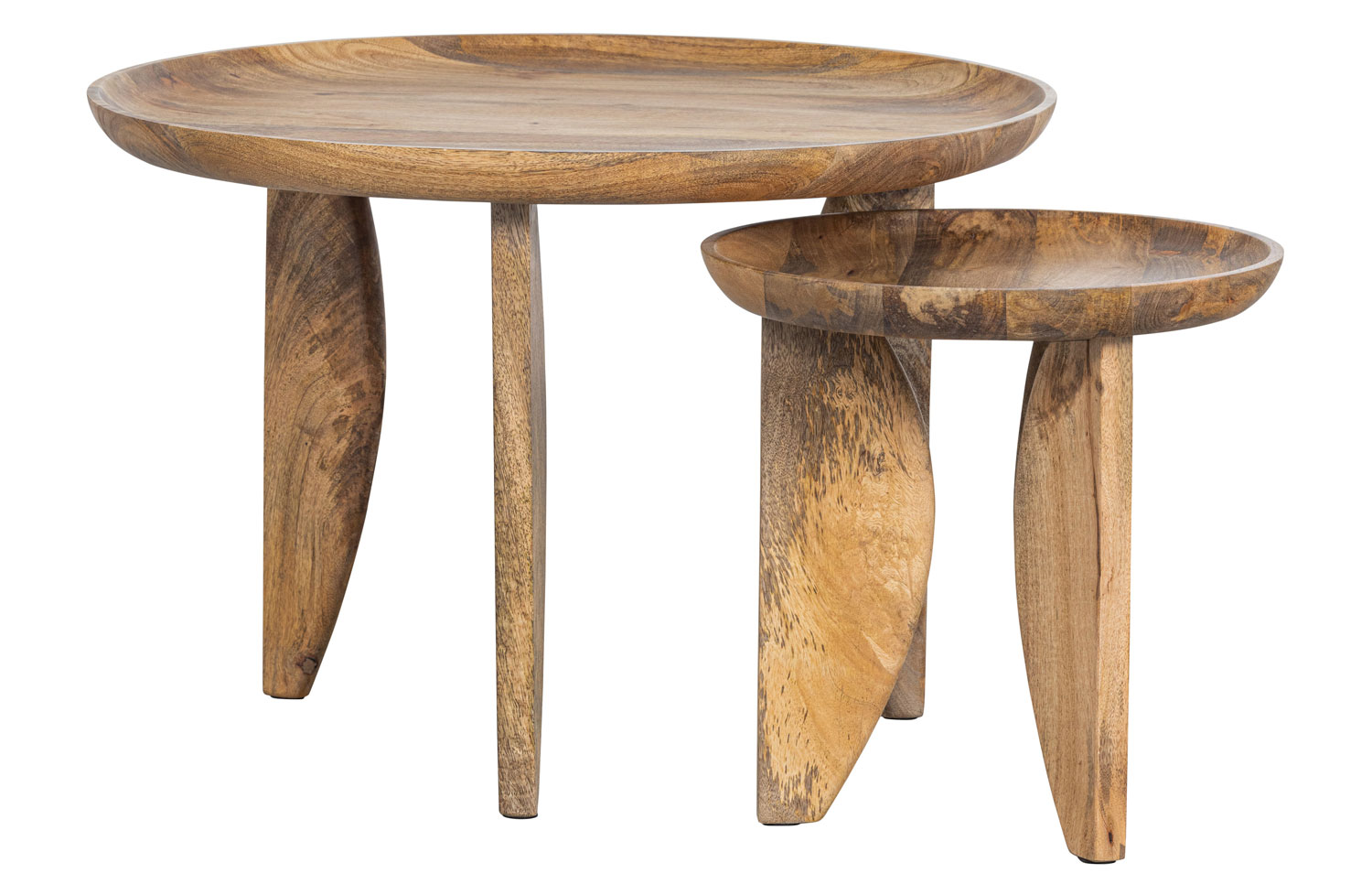 2er Set Couchtisch rund High Heels Mango Holz