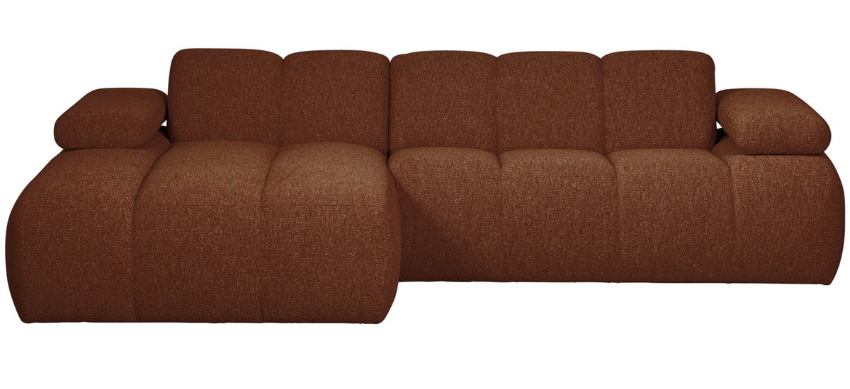 woood Chaiselongue Sofa MOJO links Bouclé rostbraun meliert