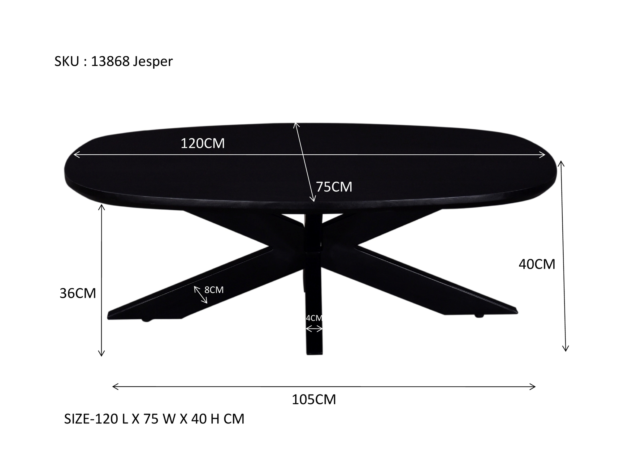 Couchtisch Sofatisch Jesper 120 x 75 cm Mangoholz 