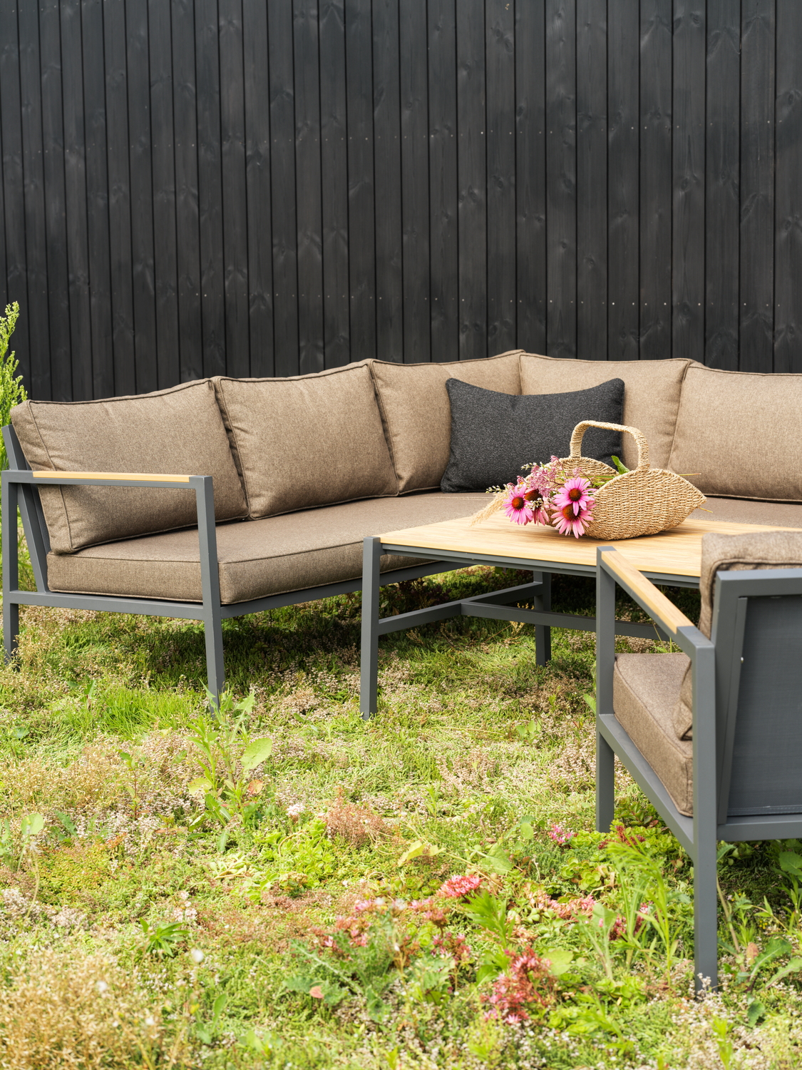 Garten Lounge Möbel Set Ecksofa Cap incl. Couchtisch Aluminium 