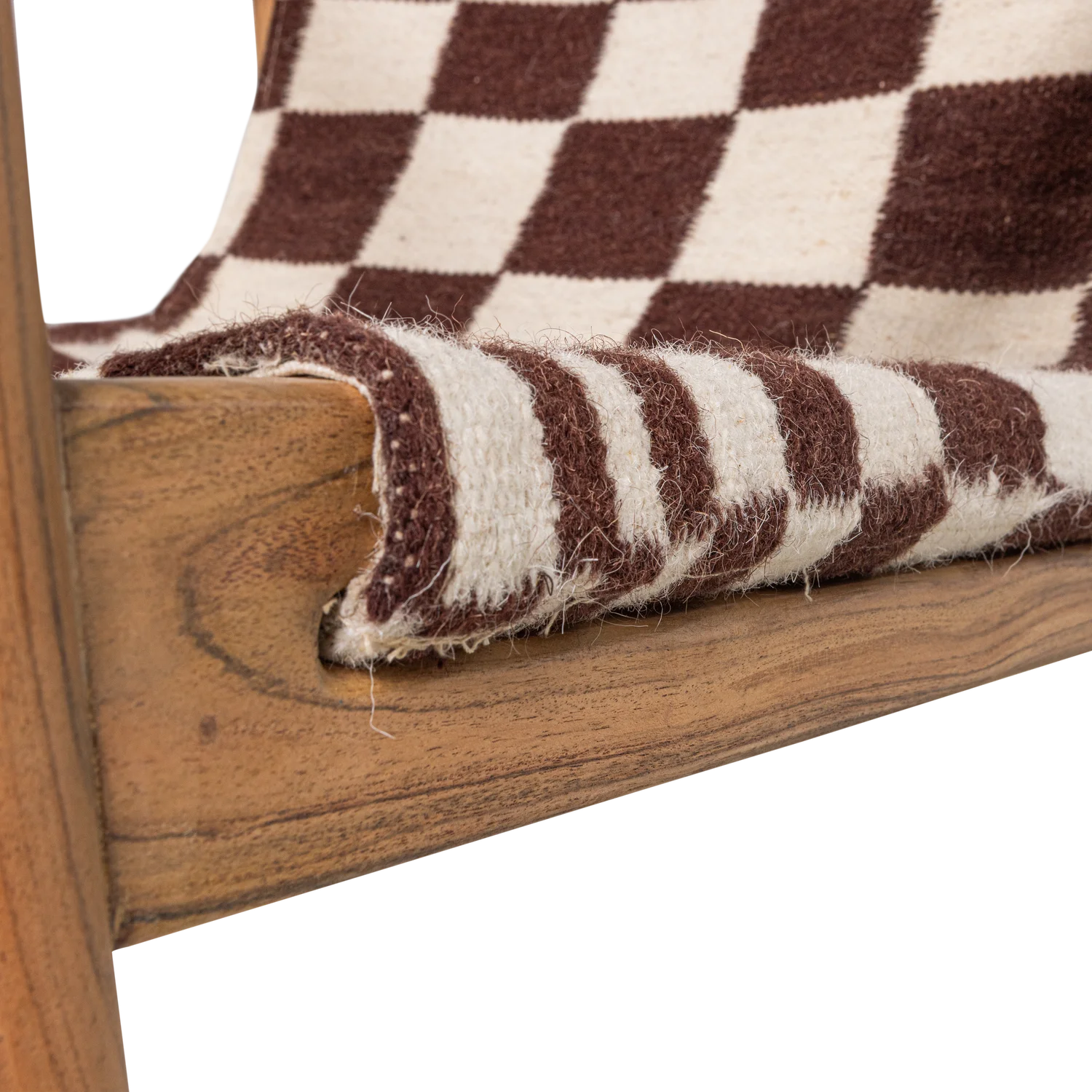 Loungesesel ZANO Sessel Akazienholz Musterstoff Kelim Sitzfläche braun beige