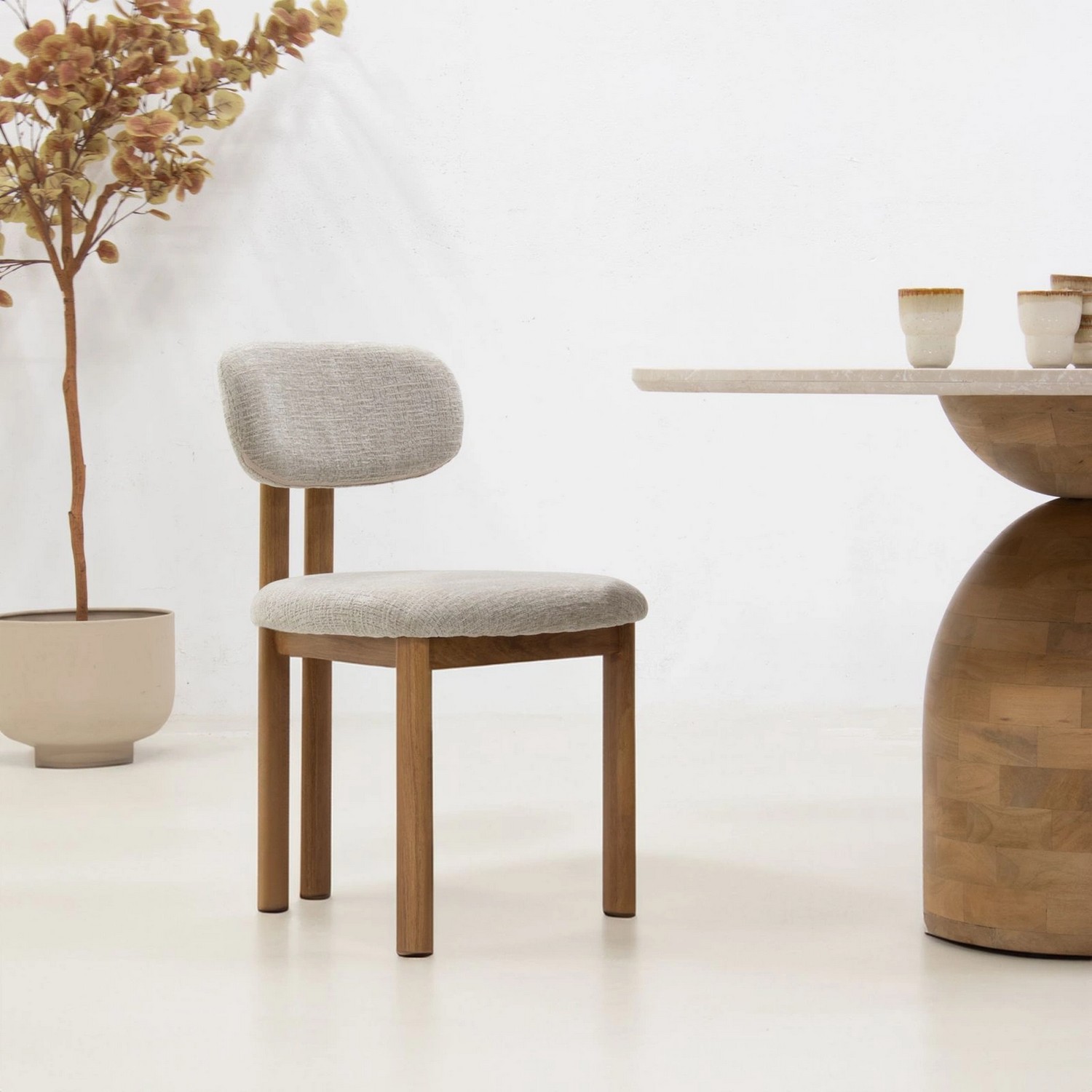 Esszimmerstuhl VELORA – Metall Natur, Beige Bezug
