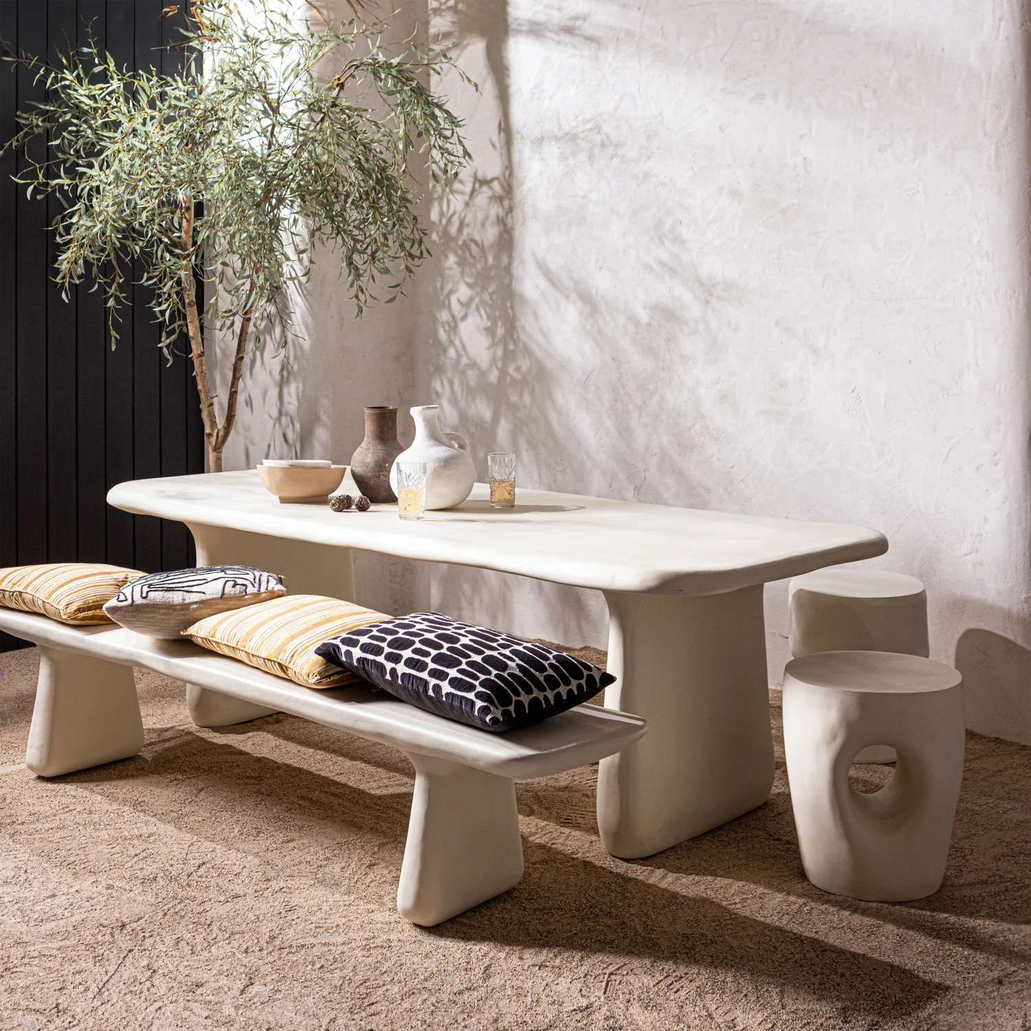 Esstisch LOGGIA organisch 240 x 100 cm Polymer natur Esszimmertisch