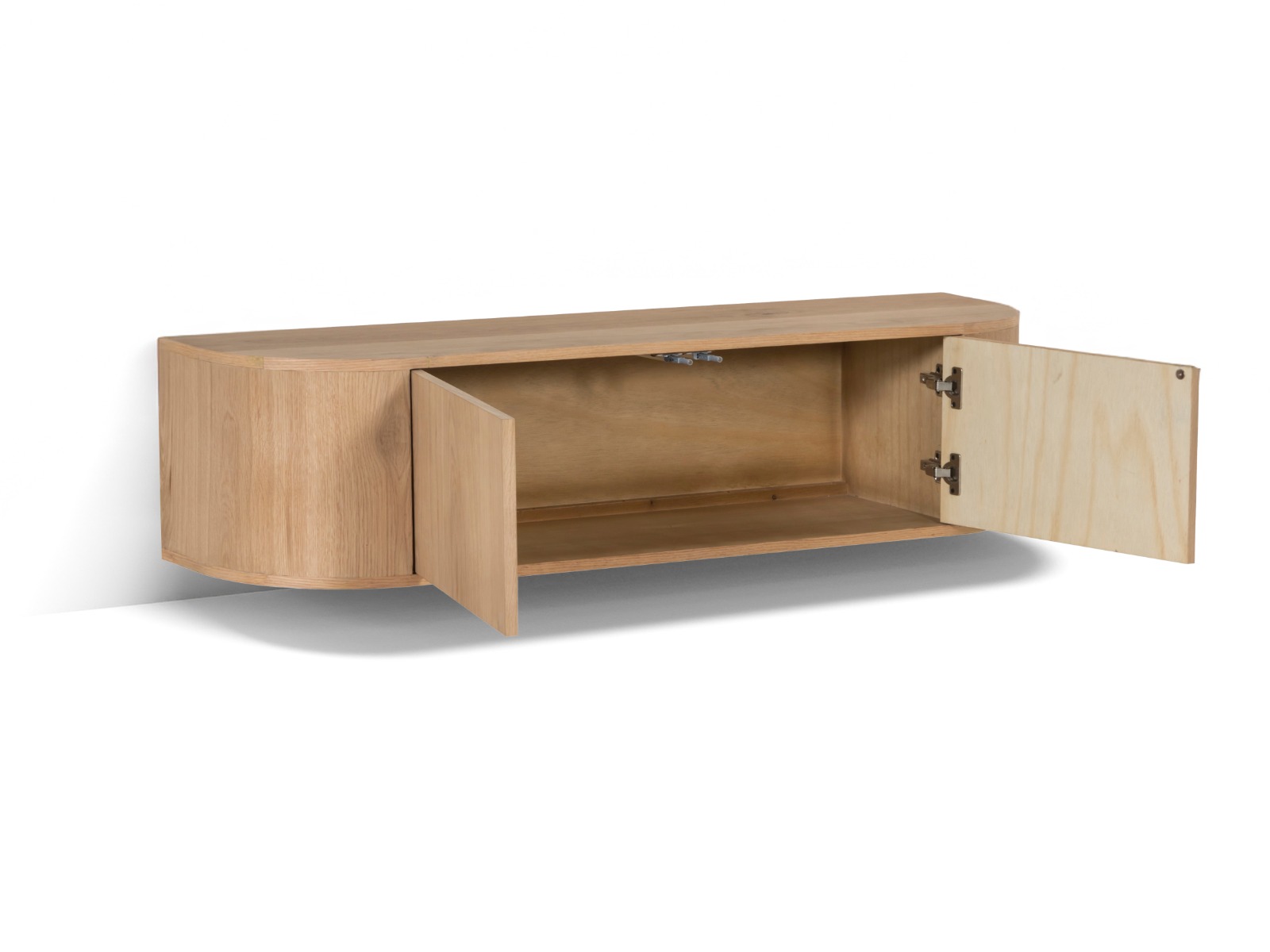 TV Möbel Lowboard Novero 140 cm schwebend Eichenholzfurnier natur Kommode