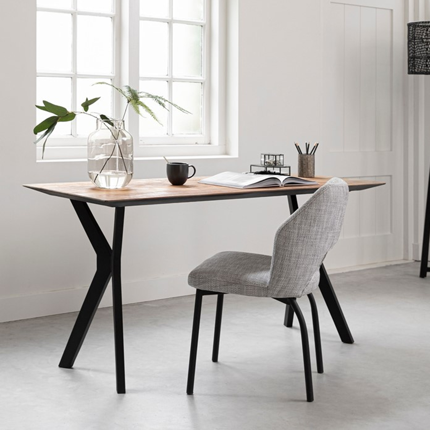 DTP Home Schreibtisch Metropole 150 x 60 cm recyceltes Teakholz massiv Metall