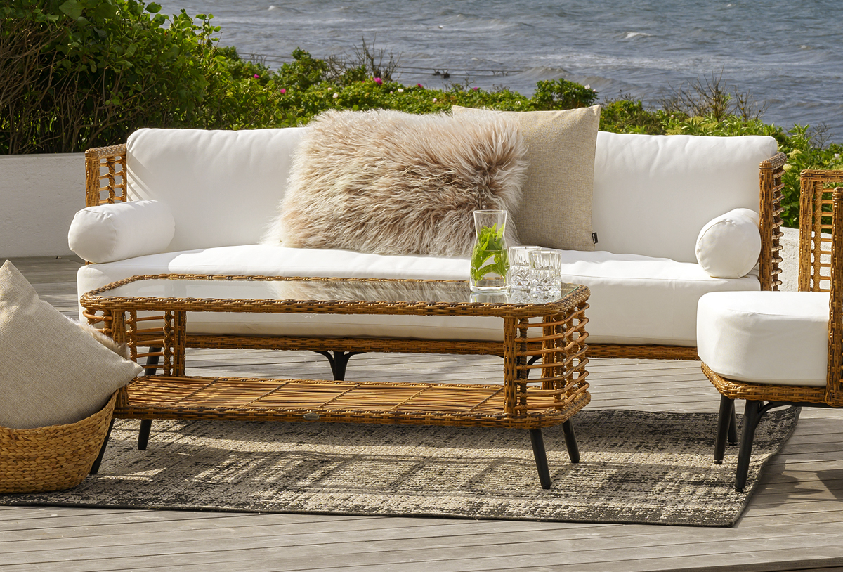 3-Sitzer Lounge Garten Sofa COVELO Polyrattan incl. Sitzpolster