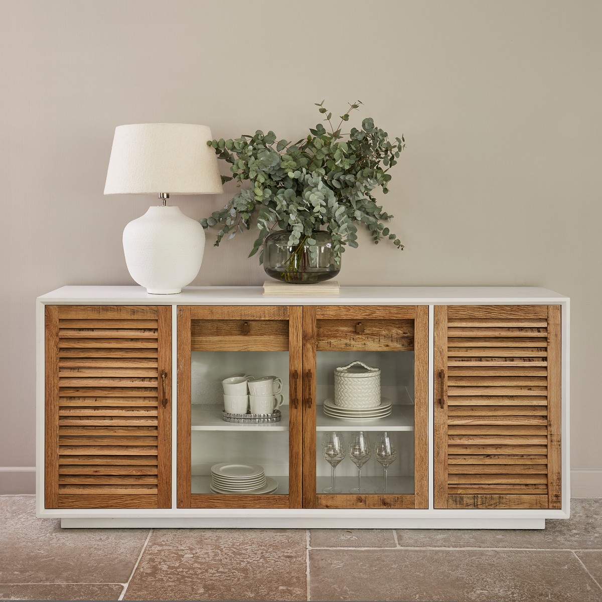 Rivièra Maison LAKE HOUSE Sideboard 194 cm Eiche weiß braun