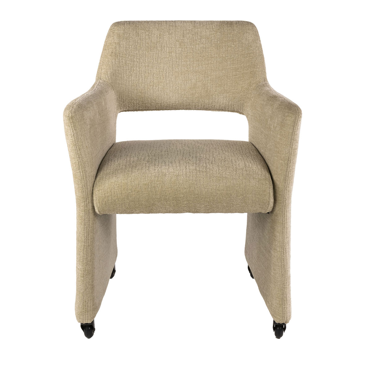 2er Set Armlehnstuhl LUNA auf Rollen Jaroq Stoff sandfarben