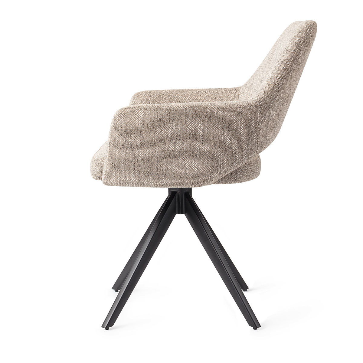 Esszimmerstuhl YANAI drehbar – Beige mit schwarzem Gestell