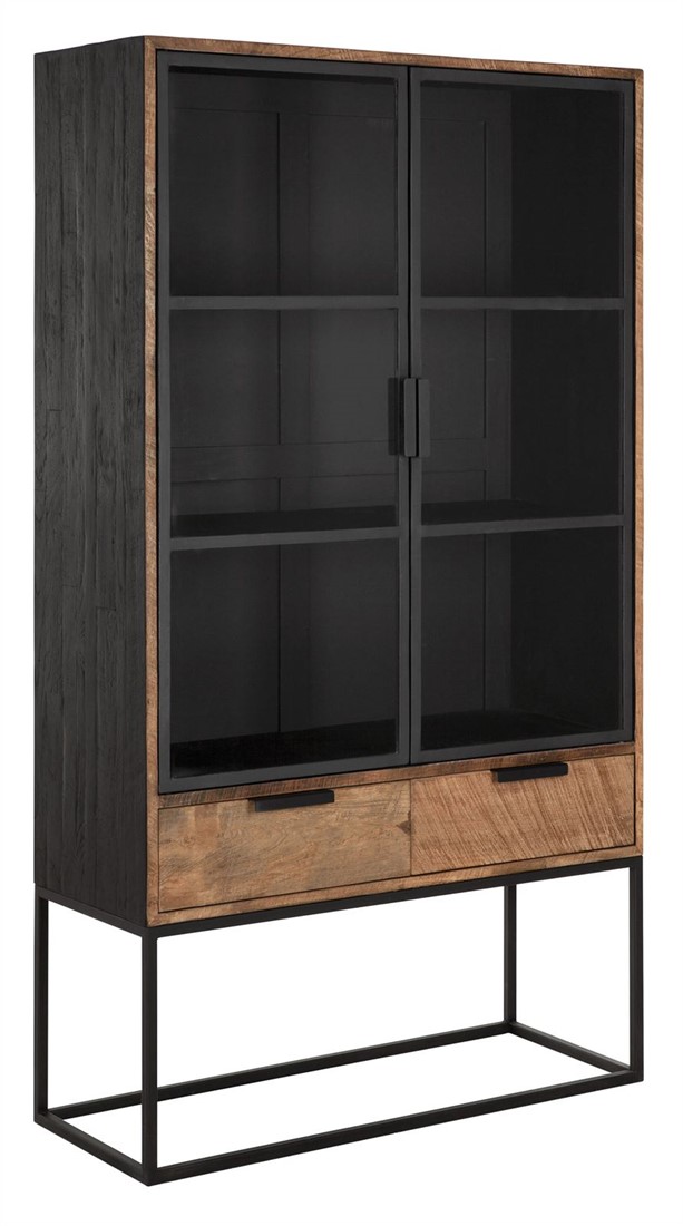 Vitrine Vitrinenschrank Cosmo H 180 cm recyceltes Teakholz 