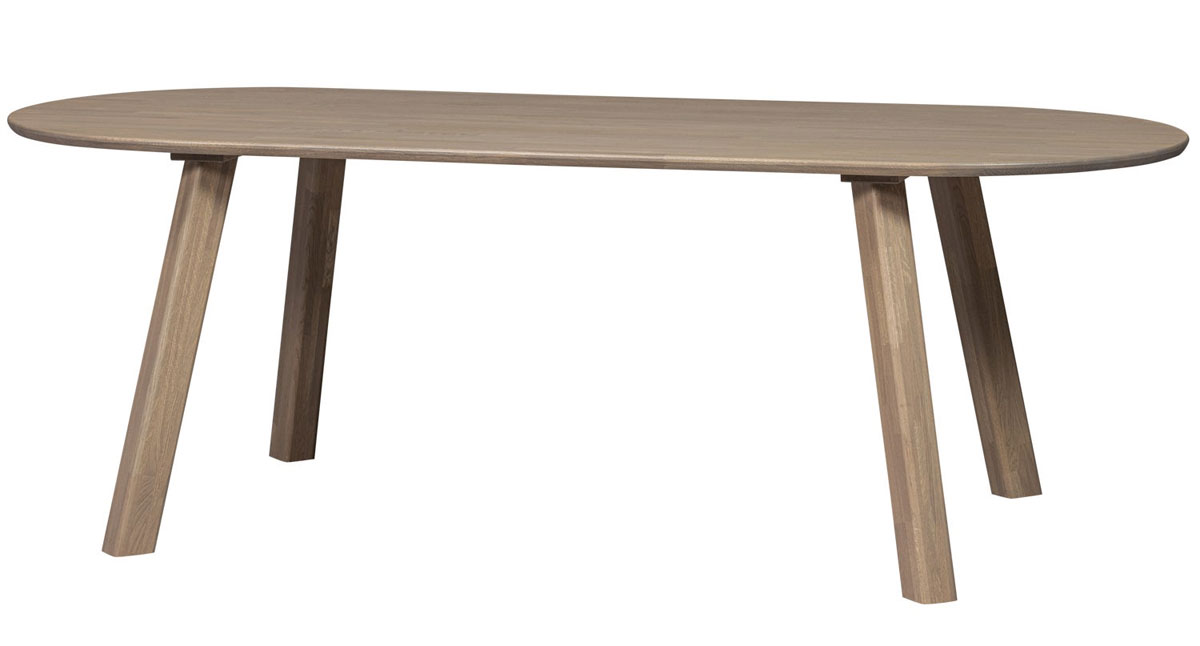 woood Esstisch Tablo 220 x 90 cm oval Eiche Massivholz kieselgrau