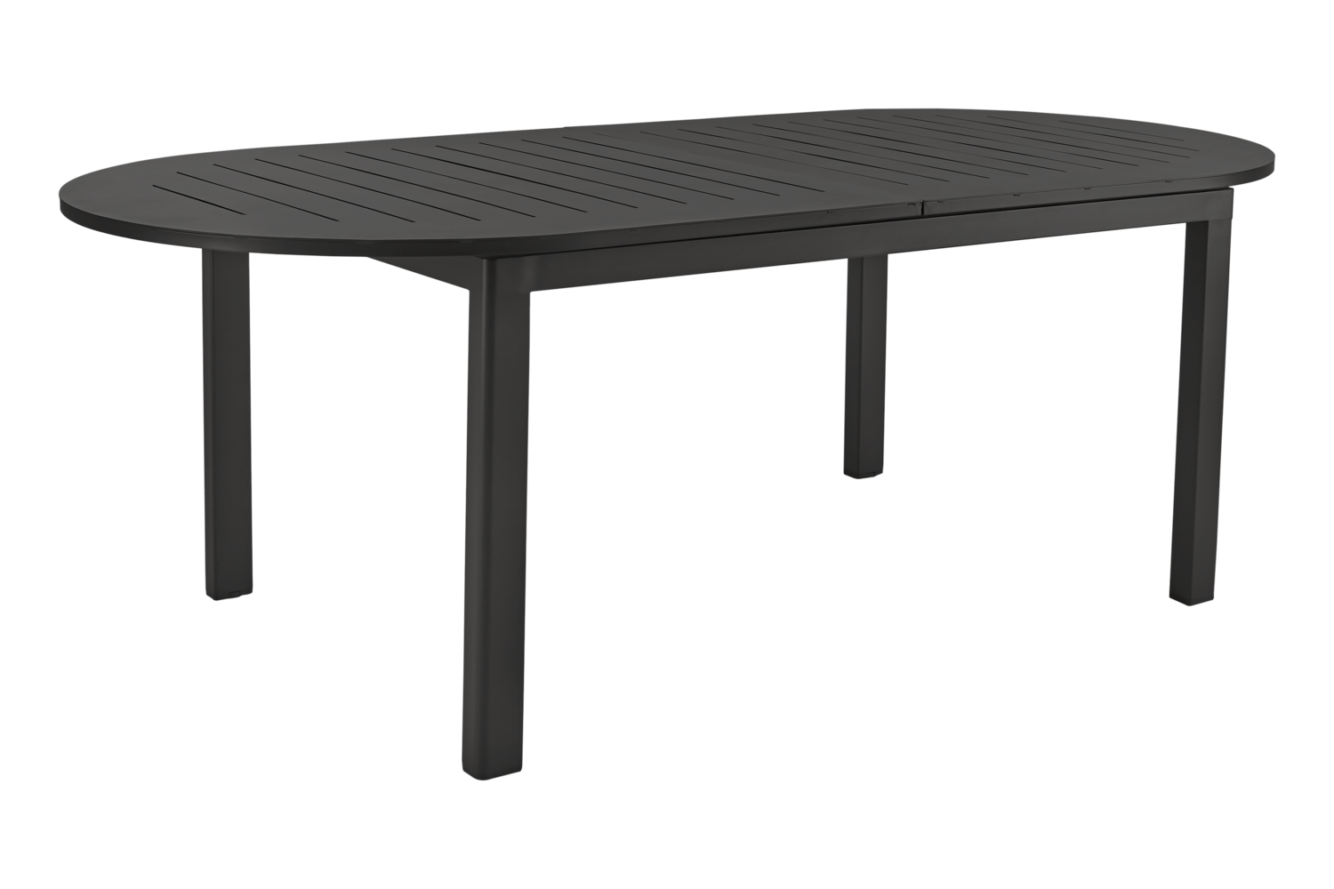 Gartentisch Lomma Elipse 220 bis 280 x 110 cm erweiterbar Aluminium schwarz