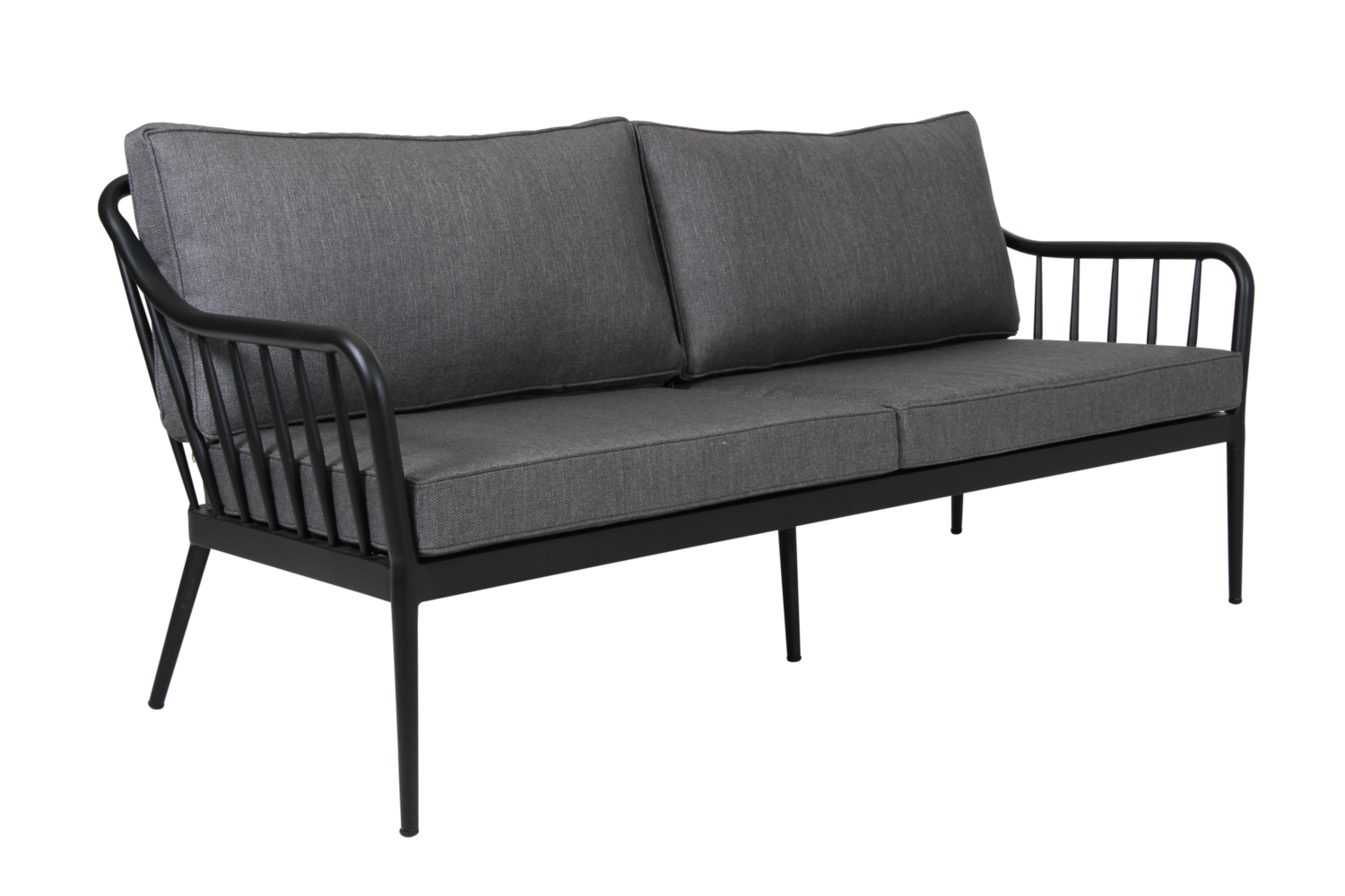3 Sitzer Gartensofa Sofa Coleville 185 cm mit Kissen Aluminium schwarz