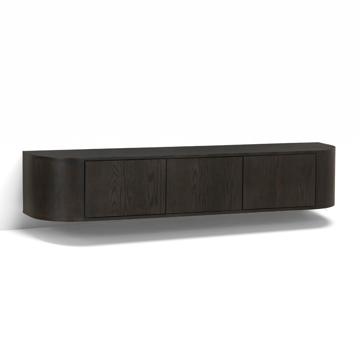 TV Möbel Lowboard Novero 180 cm schwebend Eichenholzfurnier Espresso braun Kommode