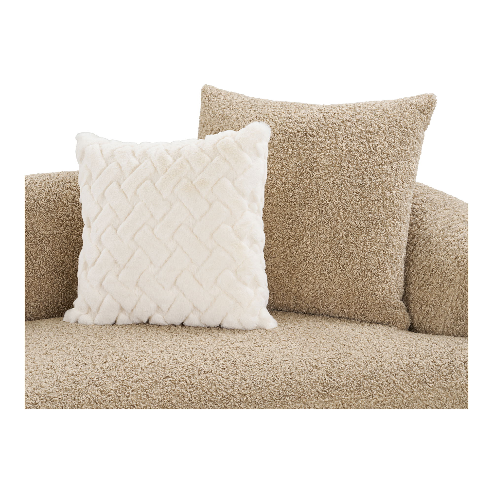 4 Sitzer Sofa BALI 302 cm mit 4 Kissen Bezug hellbraun