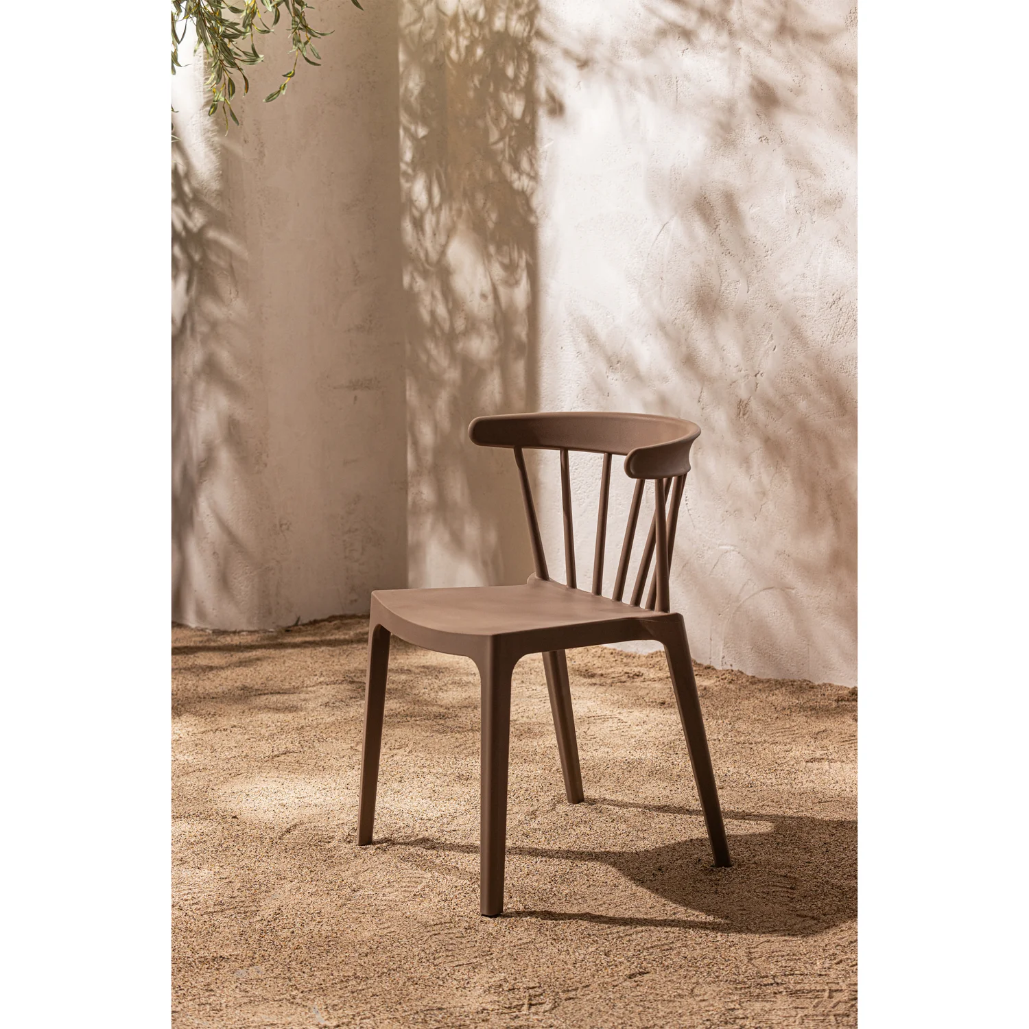 2er Set Gartenstuhl Kunststoff BLISS BIOFASER braun melange stapelbar
