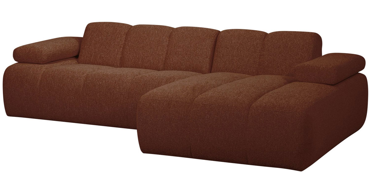 woood Chaiselongue Sofa MOJO rechts Bouclé rostbraun meliert