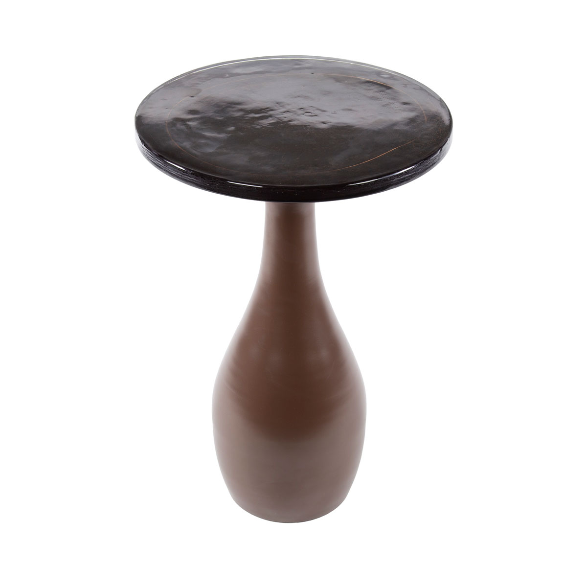 Beistelltisch Drop Ellipse M Metall Glas Kupfer antik Finish Kopie