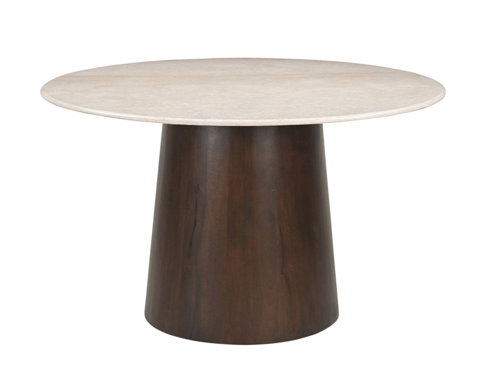 Esstisch Bottecino rund Ø 130 cm Marmorplatte cremeweiß Mangoholz braun