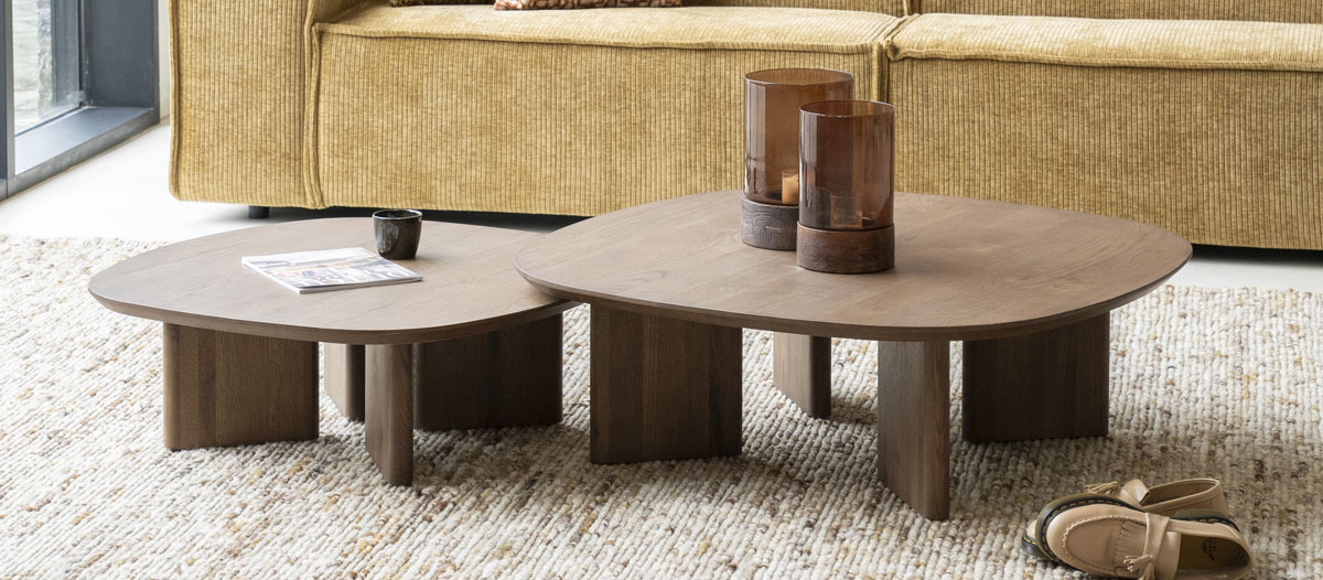 Couchtisch Stef 80 x 80 cm Eiche Holz Furnier braun