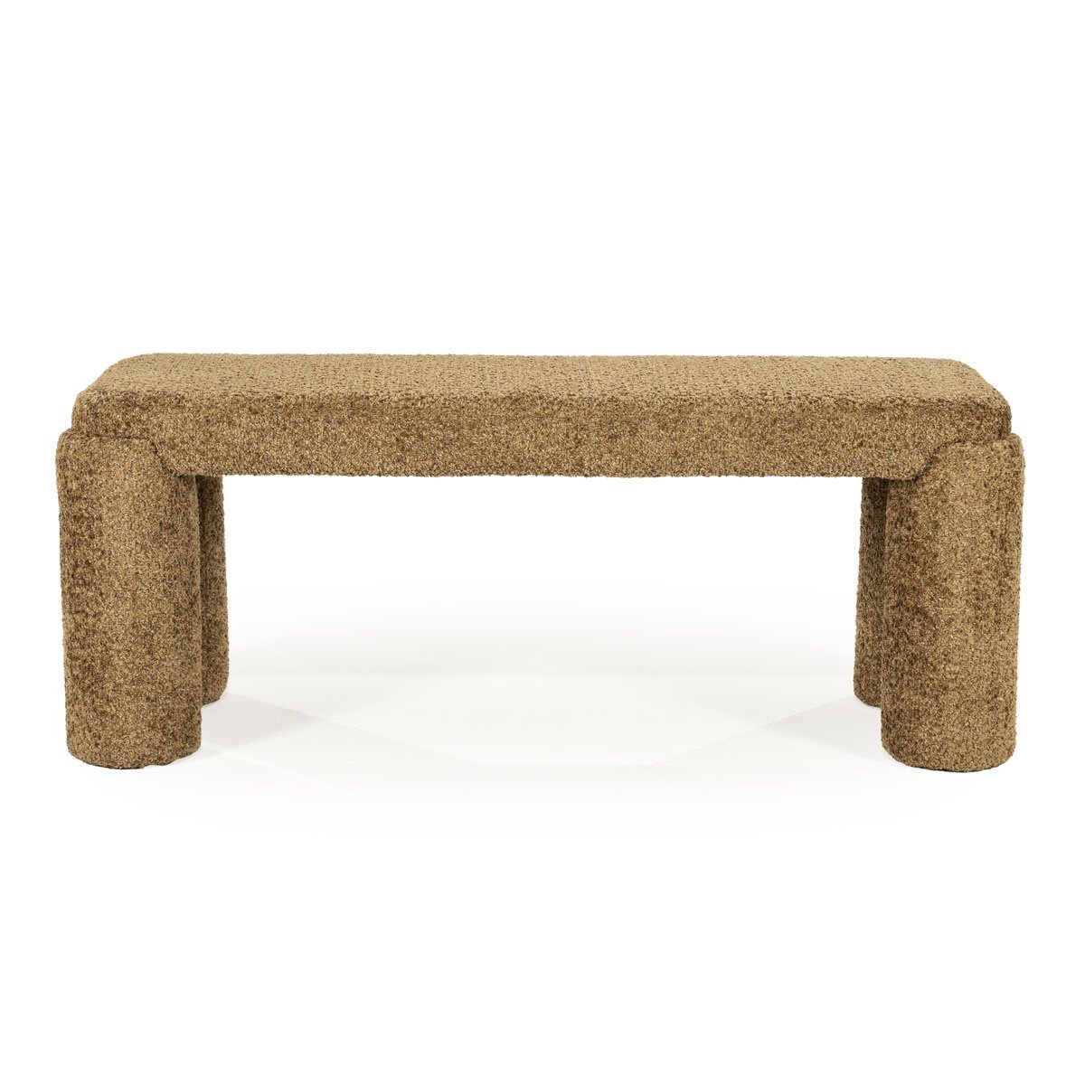Bank Hocker Omla 119 cm Stoff senffarben Sitzbank Esstischbank