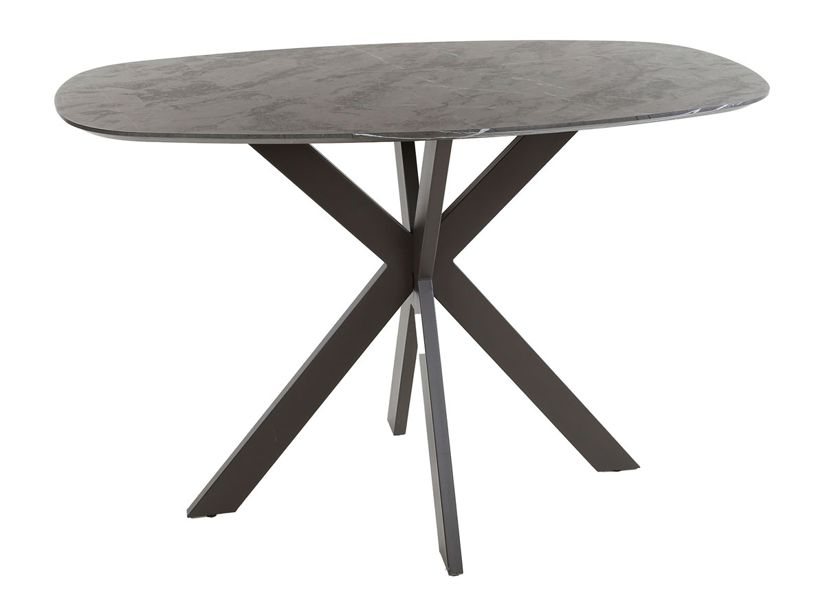 Bartisch oval 140 x 80 cm Kreuzbein Keramikoptik