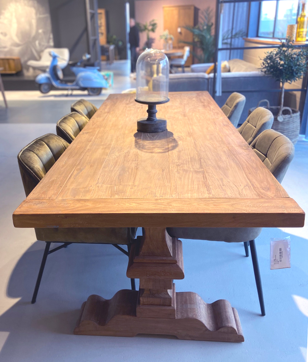 Esstisch 240 x 100 cm Teakholz massiv Klostertisch