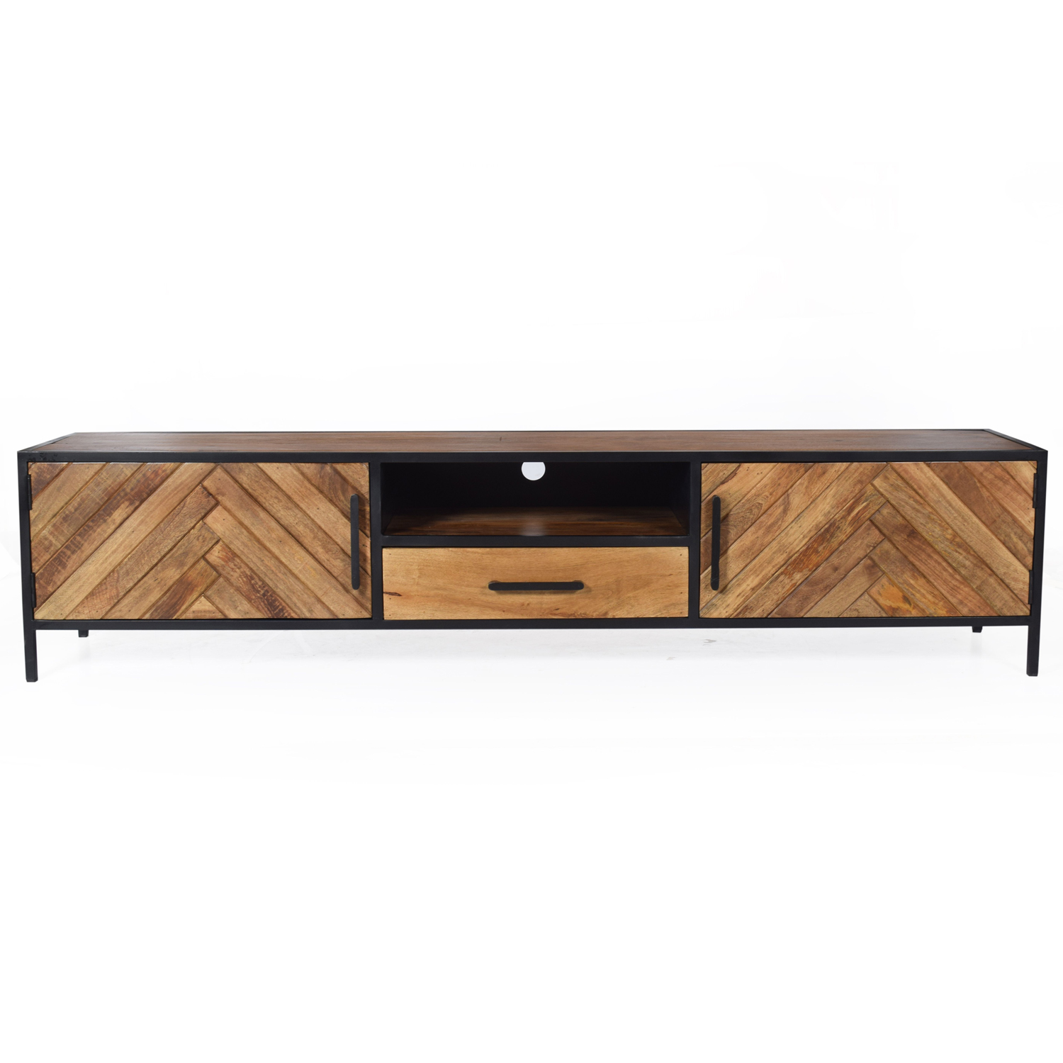 TV Möbel Brooklyn 200 cm Mangoholz Fischgräte