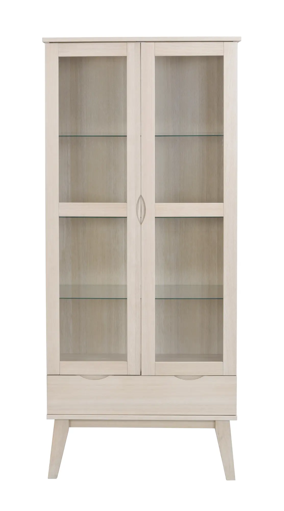 Vitrinenschrank VLIPPA H 185 cm mit 2 Türen Eiche white wash