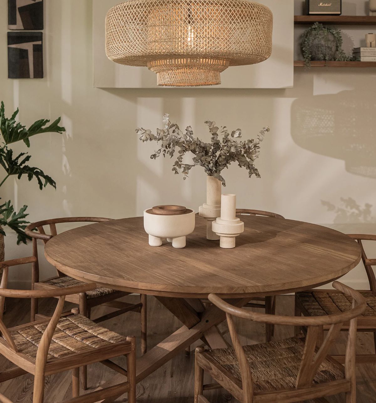 Esstisch XONO rund Ø 100 cm recyceltes Teakholz