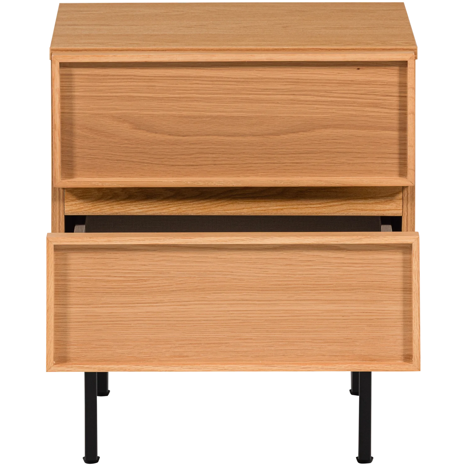 Nachtschränkchen TOURS H 51 cm mit 2 Schublade MDF Melamin beschichtet natur