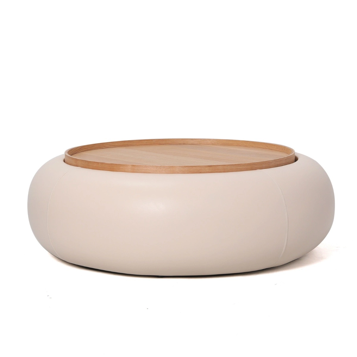 DÁJE Interieur Couchtisch MOVANI Beige Rund mit Stauraum Ø 102 cm