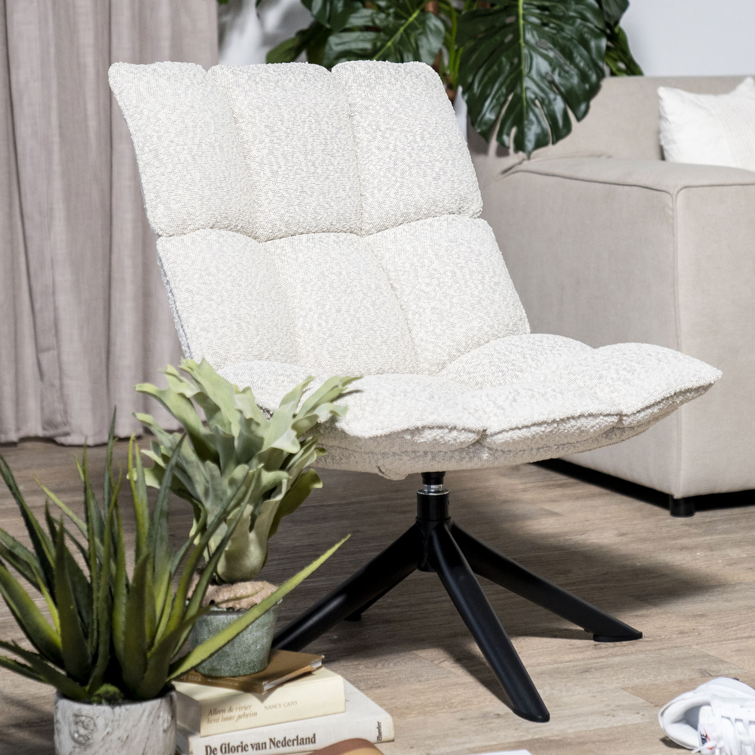 Sessel BENTE drehbar Stoff beige