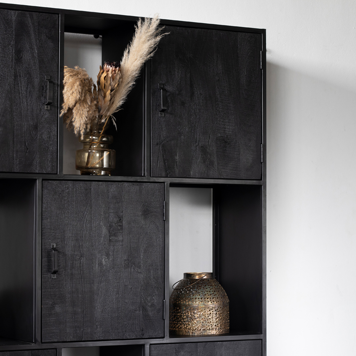 Industrie Regal JOHN 150 cm Mango Massivholz schwarz Bücherregal