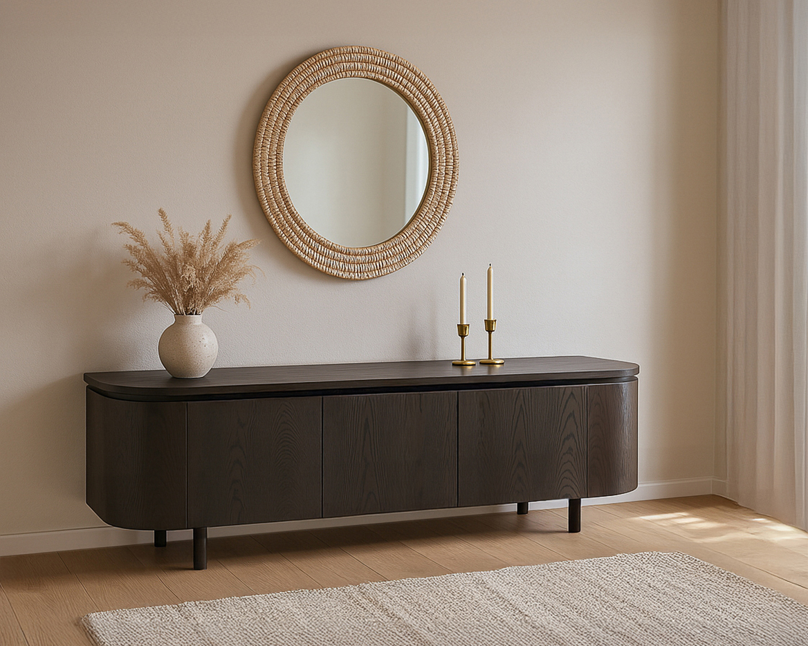 TV Möbel Lowboard Tobago 170 cm Eiche Furnier Espresso Sideboard