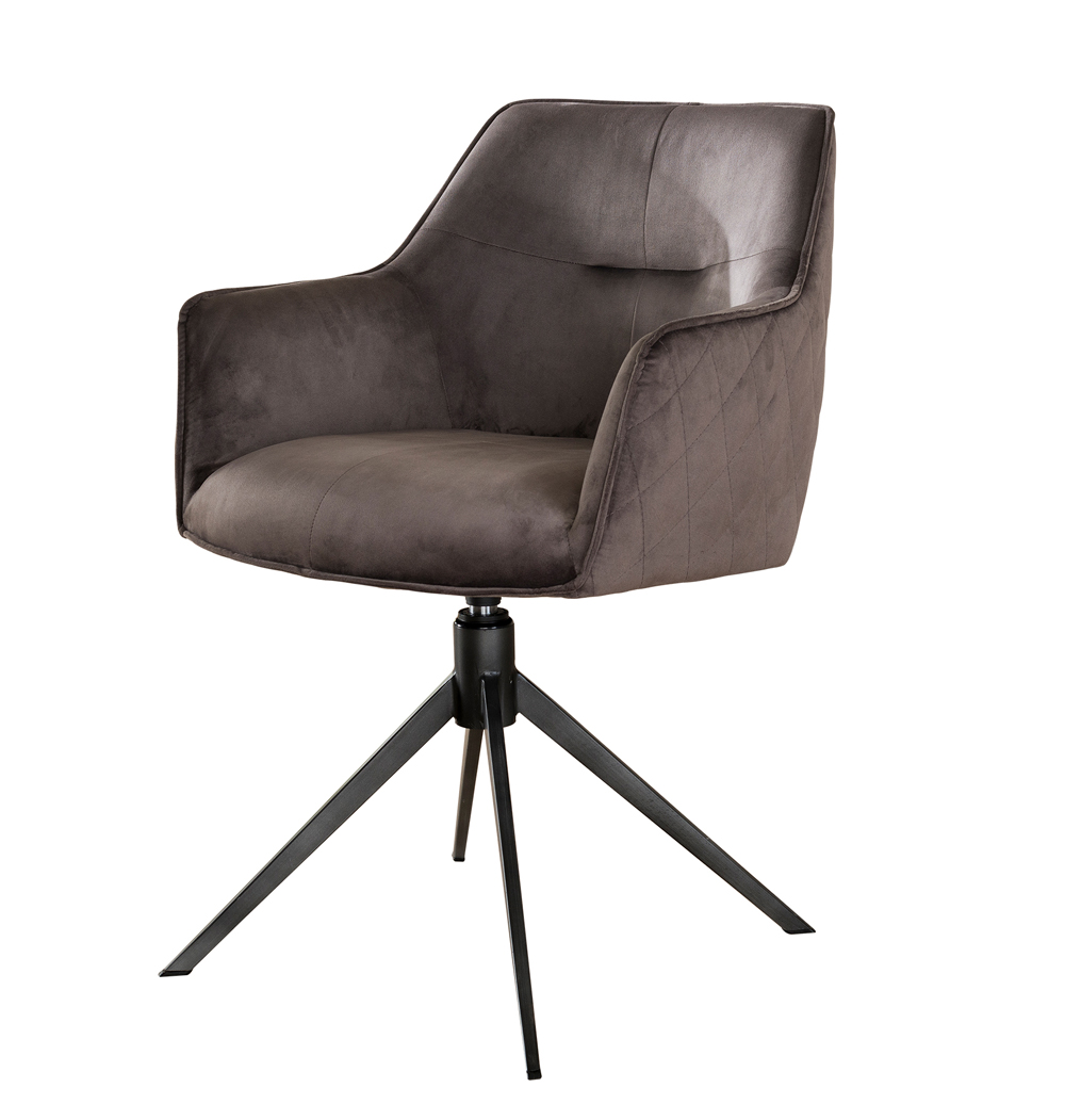 Esszimmerstuhl ARVIC mit Armlehne Stuhl drehbar Samt anthrazit