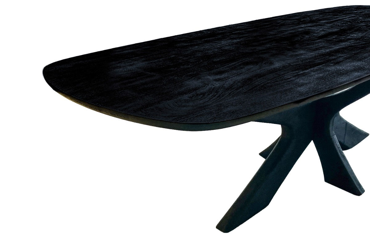 Esstisch Montreaux 220 x 100 cm oval Mangoholz schwarz